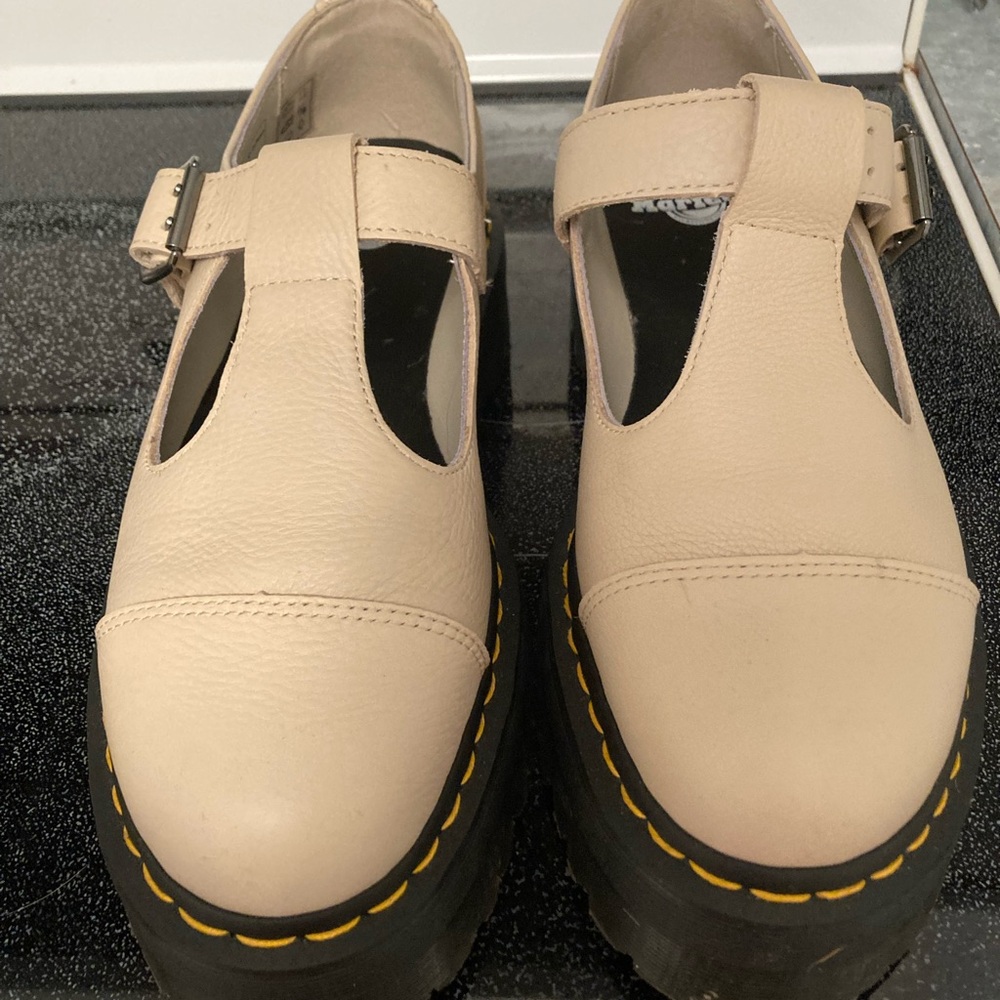 Stylish Cream Platform Mary Jane Shoes